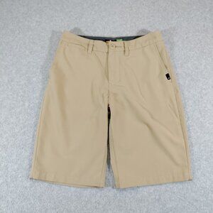 QuickSilver Amphibian Shorts Size 27 Beige Tan 10in Inseam Stretch Beach Board